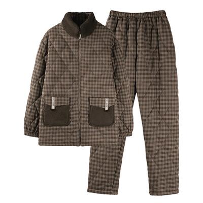 睡衣男秋冬梭织纯棉夹棉长袖套装