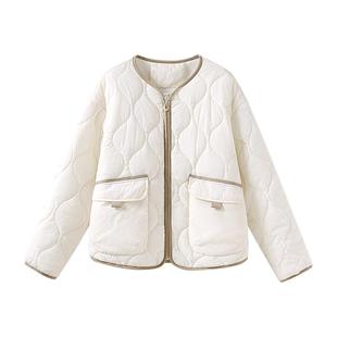 班尼路菱形格棉服女2025秋冬爆款小个子短款夹棉外套百搭棉衣服Q