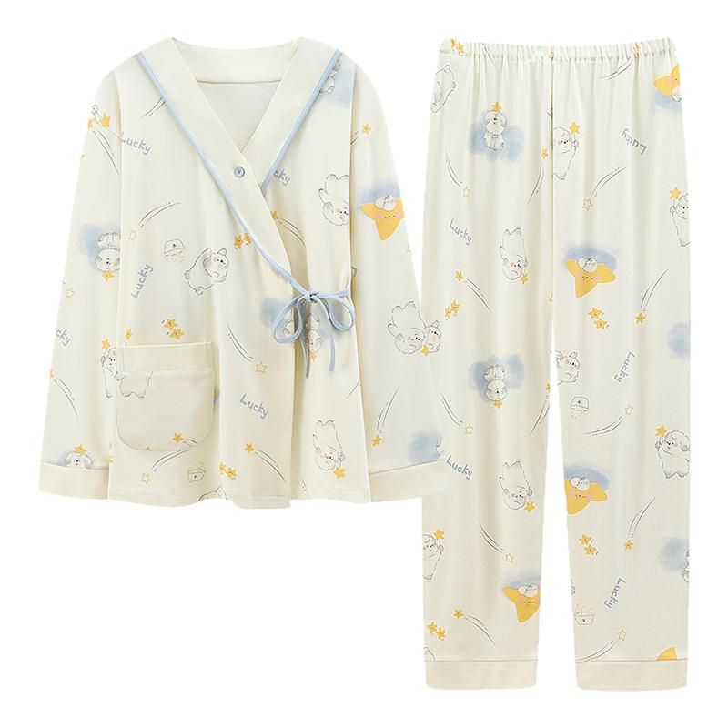 月子服冬厚款产后纯棉全棉吸汗产妇家居服哺乳外穿孕妇睡衣秋冬季