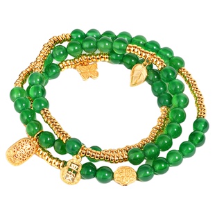 VISING马料绿玉髓福财大满贯金色盘缠手串手链项链两戴款