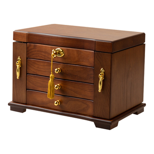 实木首饰盒五金收纳盒高档精致黄金珠宝复古实用新婚生日结婚礼物