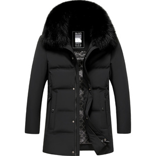 雪中飞品质中老年爸爸装羽绒服男高档狐狸大毛领加厚保暖冬季外套