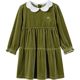 英氏女童连衣裙秋季款女孩裙子金丝绒宝宝儿童公主裙长袖新款