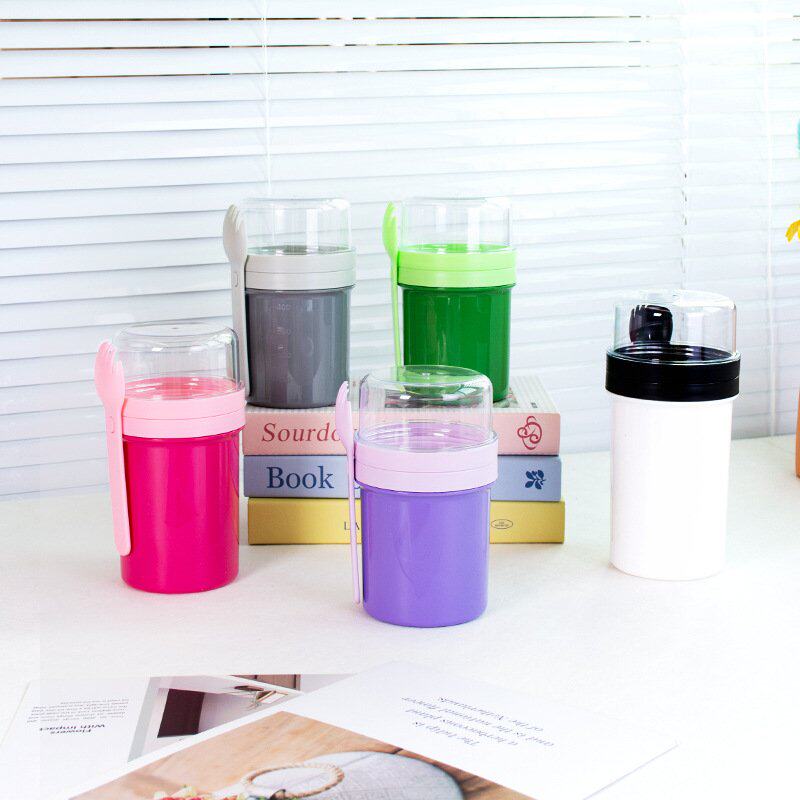 隔夜燕麦杯酸奶杯奶昔餐具双层上班水果杯带杯早餐脂密封便携杯减