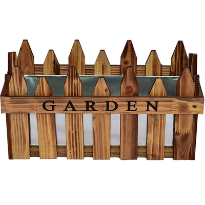 木栅栏花盆家居创意阳台装饰多肉小绿植长方形防腐木木质围栏花盆