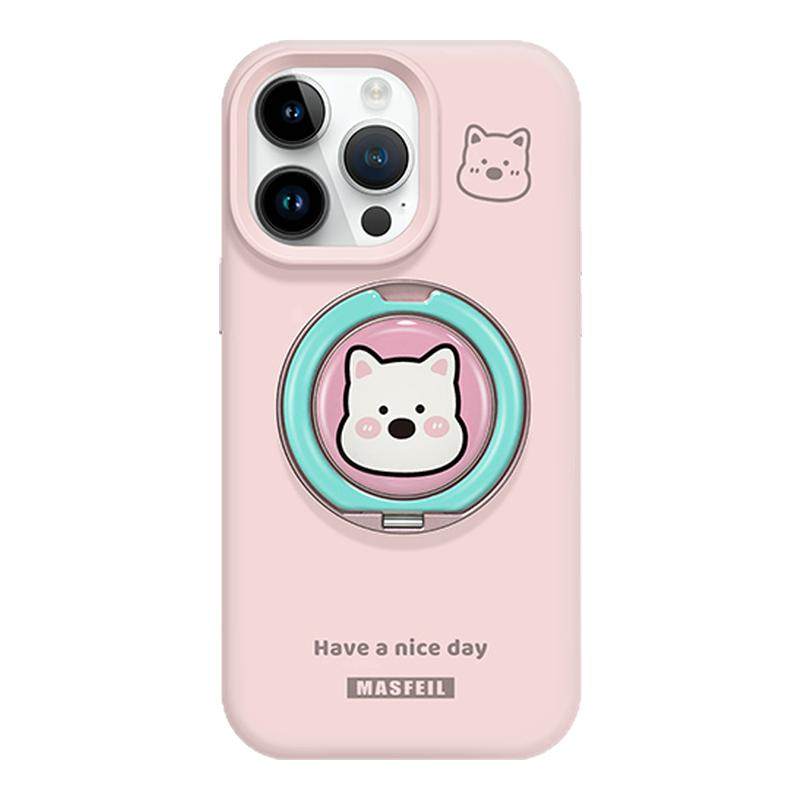 ZHIZHE× 粉色西高地适用苹果17Promax手机壳新款16带支架iPhone15Pro保护套Eo1支点液态硅胶13pm高级感简约