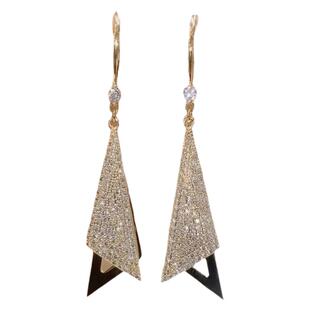 高级感百搭镶钻几何三角形耳环女轻奢高级感镀金耳饰2022年新款潮
