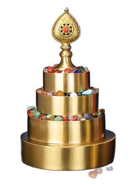 藏式光面慧宝黄铜曼扎盘卷边修盘