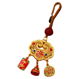【杭州灵隐】平安如意锁钥匙扣挂件吞金兽招财吊坠护身符汽车挂链