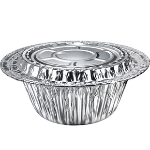 一次性锡纸碗圆形带盖煲仔饭外卖打包餐盒烧烤锡纸盒花甲粉专用碗