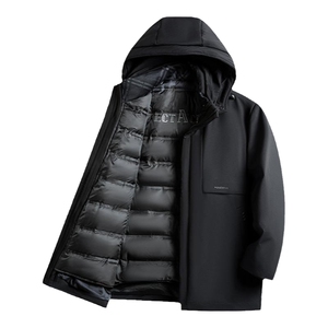 【鹅绒服】培蒙男士连帽羽绒服冬季2023新款中年爸爸加厚保暖外套