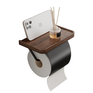 实木卷纸架厕纸挂架置物架免打孔卫生间纸巾盒挂壁式厕所手纸架