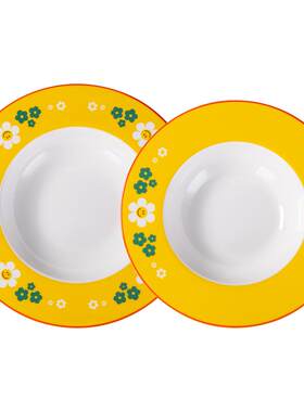 Glasslock&wigglewiggle联名骨瓷盘2件套餐盘深盘家用餐具盘子