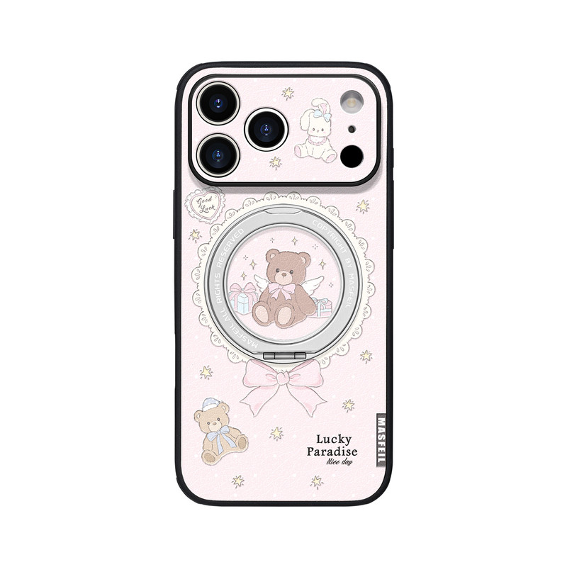 ZHIZHE×天使小熊适用iPhone17Promax手机壳新款ip15磁吸带支架苹果16Pro套Ho5支点好看高级感13pm全包女