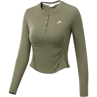 HEAD海德半开襟短款收腰T恤女