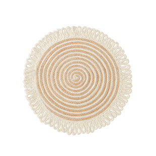 孟加拉国进口黄麻地毯圆形垫子北欧简约现代风地垫原麻多用途垫