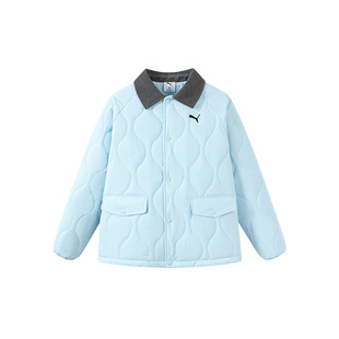 Puma/彪马女孩2026秋季新款大童棉服撞色翻领巴恩风复古防风防水