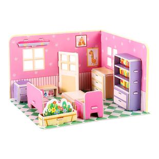 浴室客厅卧室厨房房间立体拼图3d模型纸拼装儿童手工制作搭建玩具