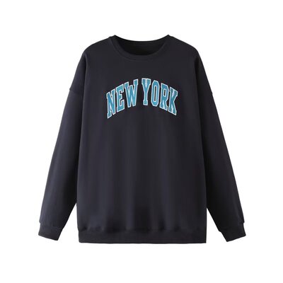 刺绣宽松圆领bm卫衣女