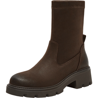 真美诗厚底显瘦弹力瘦瘦靴女