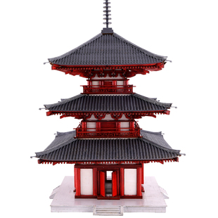 古风建筑亭子模型材料diy手工益智制作拼装场景法轮寺 半榫卯摆件