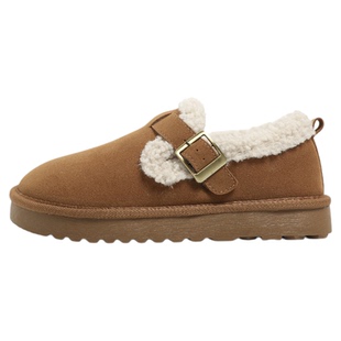 环球勃肯棉鞋女2025新款冬季皮毛一体加绒雪地靴女休闲厚底保暖鞋