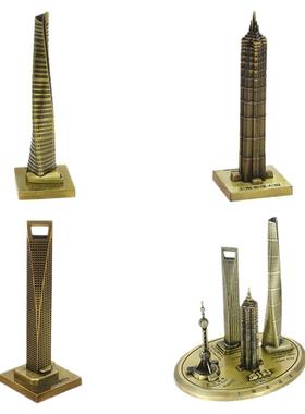 金属上海地标建筑群模型装饰摆件