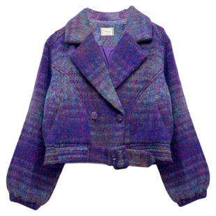 冬季古早风古着风日系vintage法式艺术系短款宽松羊毛呢料短外套