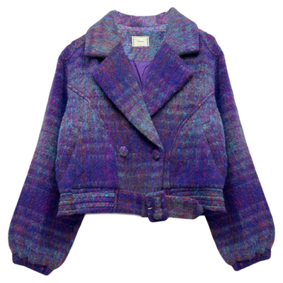 冬季古早风古着风日系vintage法式艺术系短款宽松羊毛呢料短外套