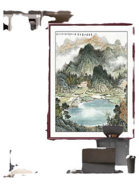 定制竖版山水画办公室挂