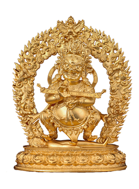 藏式二臂玛哈嘎拉护法铜像