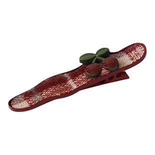 川野日韩樱桃红格纹波浪发夹新款甜美气质侧边碎发小夹子头饰发饰