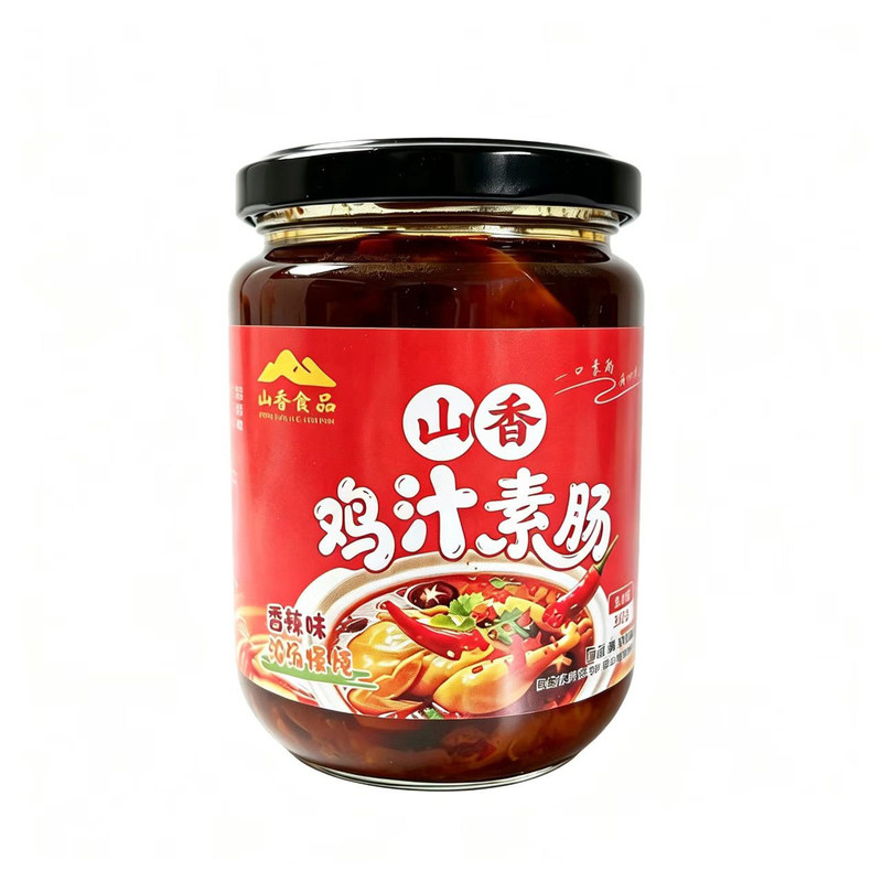 山香鸡汁素肠香辣味瓶装开盖即食