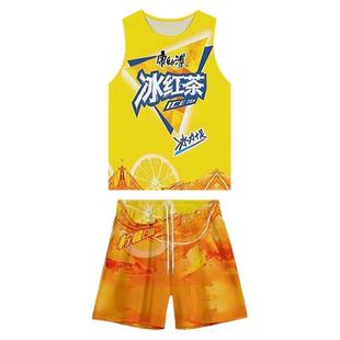 科比同款劳老牢大冰红茶衣服套装男夏季薄款T恤背心短袖篮球恶搞