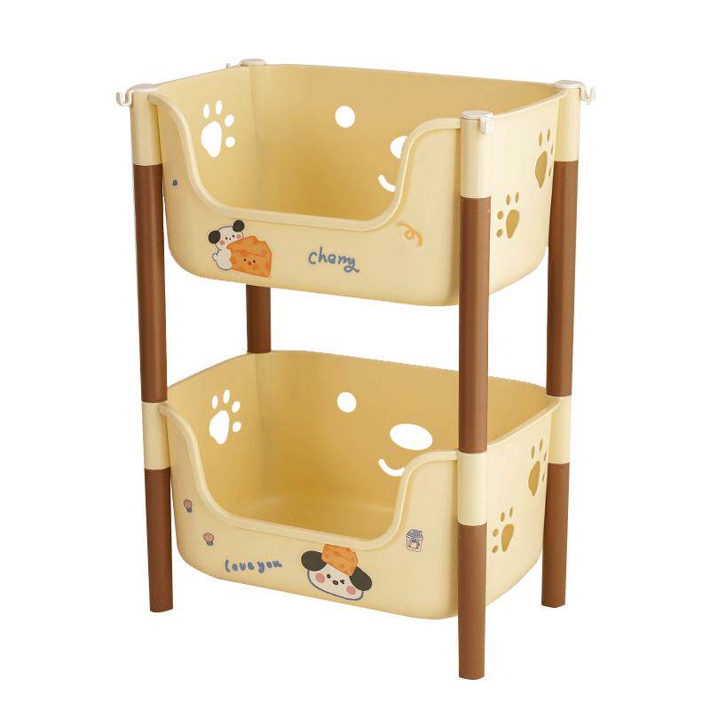 零食置物架落地多层收纳可爱小推车收纳架客厅卧室玩具移动架子