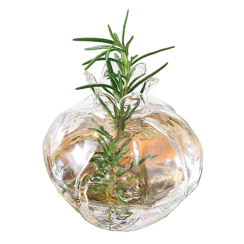 日式手作小石榴玻璃花瓶桌面绿萝水培插花迷你水养植物小清新花器