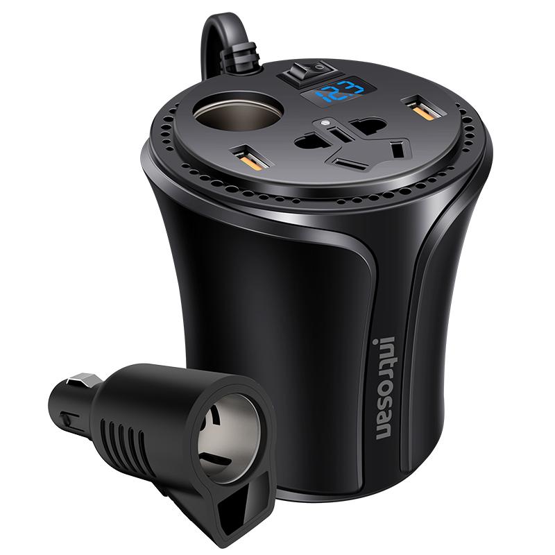 英才星车载逆变器12V转220V多功能电源转换器数显点烟器快充电器