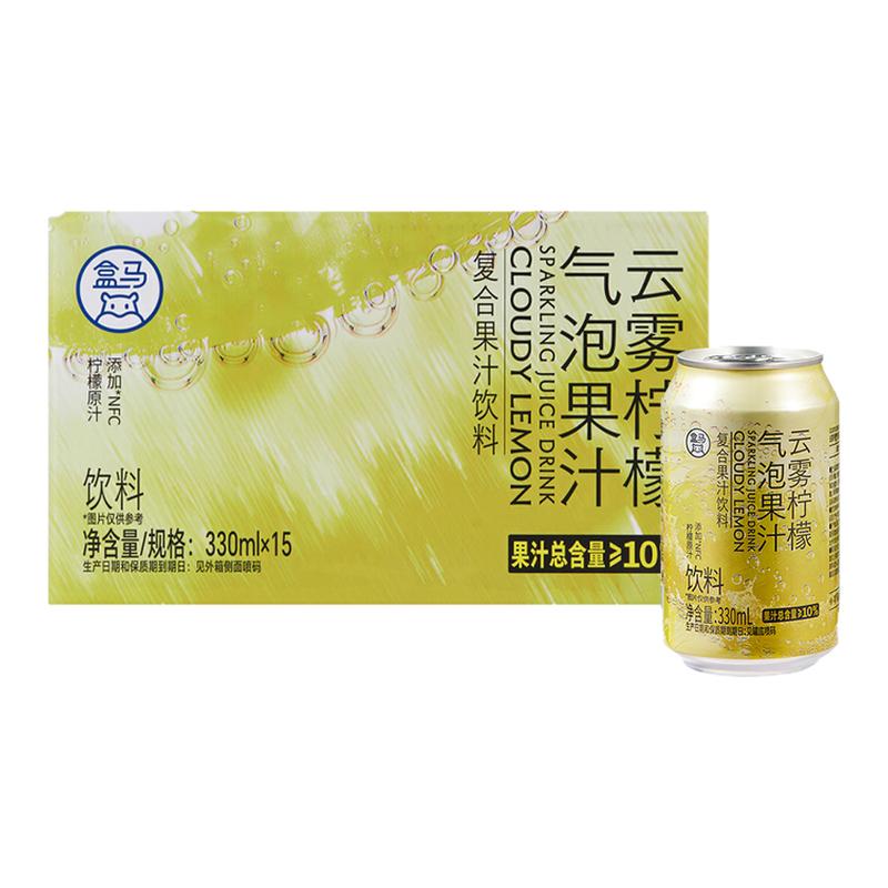 盒马 云雾柠檬气泡果汁饮料 330ml*15罐