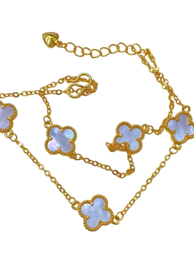 童锦程同款金色四叶草贝母手链