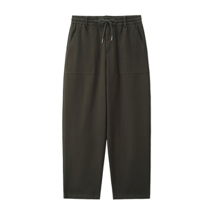 设计师款佐丹奴裤子男装纯棉宽松男裤抽绳半松紧腰工装裤18115708