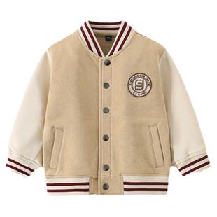 U童装男童棒球服外套纯棉中大童开衫夹克女儿童宝外套春秋款上衣