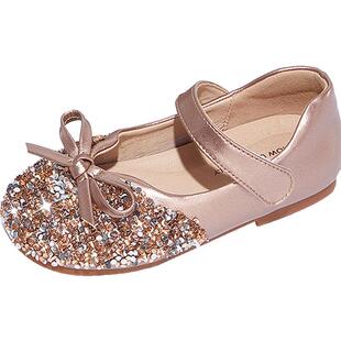 斯纳菲女童皮鞋水晶公主鞋2025年春秋新款小女孩软底校园表演单鞋