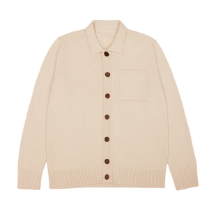 鹿王100%山羊绒衫男翻领开衫纯色针织衫毛衣内搭保暖25年秋冬新款