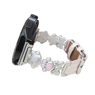 壳里斯iwatch表带S11音乐猫咪金属皮革牛仔细款S9适用S10苹果applewatch华为GT6手表FIT4红米5小米9pro高级感