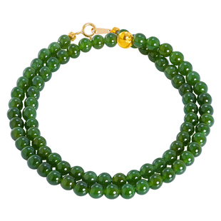 若华珠宝翠玲=国潮和田玉碧玉项链女18K金玉石珠串吊坠锁骨链礼物