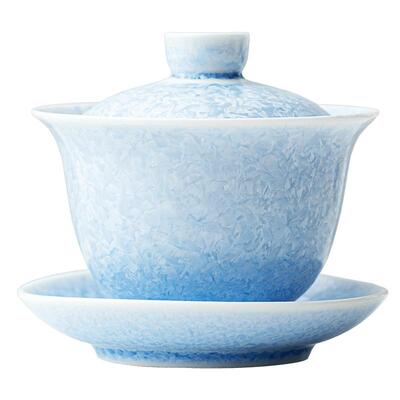 唐丰窑变结晶釉三才盖碗精致女士