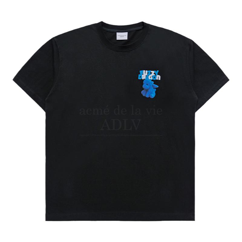 ADLV韩国潮牌字母恐龙后背印花夏季新款宽松休闲T恤进口男女同款