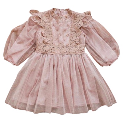 2026春秋款女孩连衣裙灯笼袖裙子