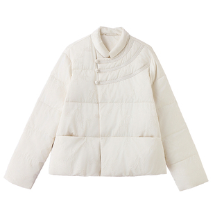 新中式国风羽绒服女冬季2025新款高级感时尚洋气宽松白鸭绒短外套