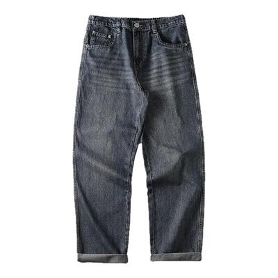 98SQUID 日系复古怀旧蓝牛仔裤男2025新款嘻哈宽松直筒垂感长裤